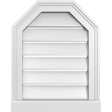 Ekena Millwork Octagonal Top Surface Mount PVC Gable Vent w/ 2"W x 2"P Brickmould Sill Frame, 16"W x 20"H GVPOT16X2003SF